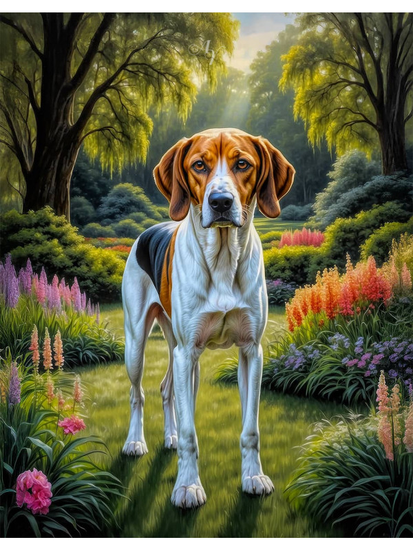 Foxhound Dog Portrait Art