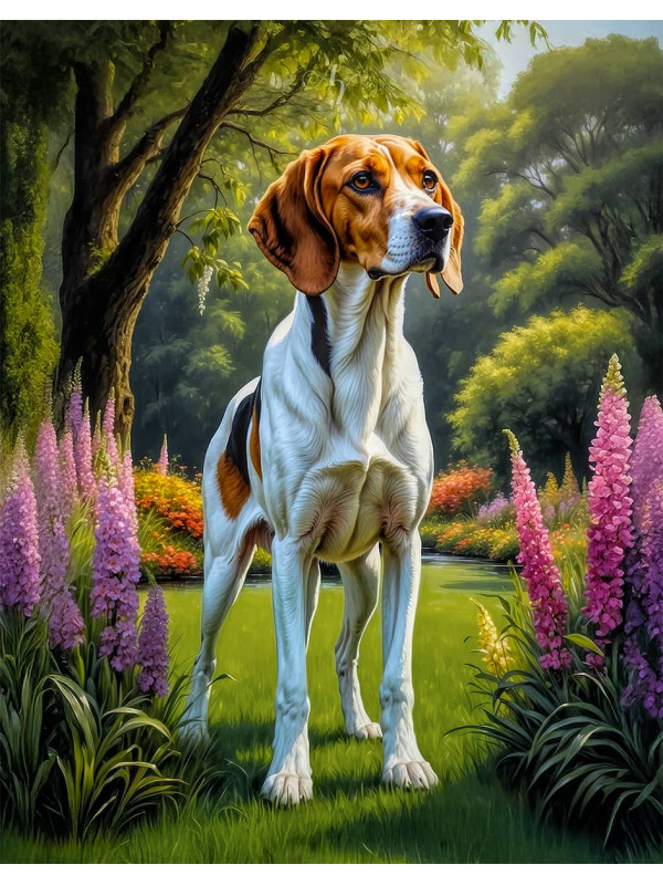 Foxhound Dog Portrait Art
