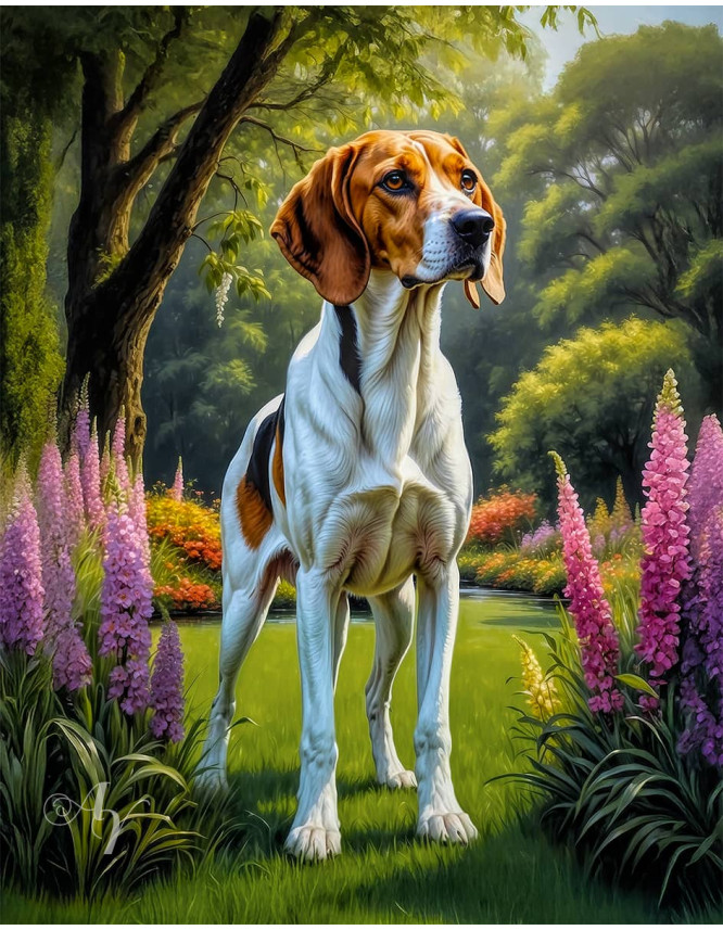 American Foxhound Portrait Paintings