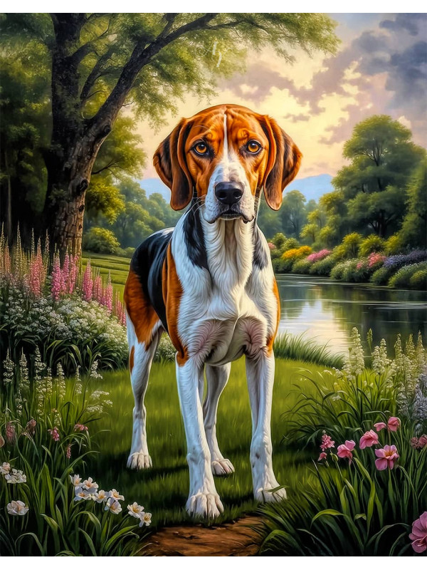 Foxhound Dog Portrait Art