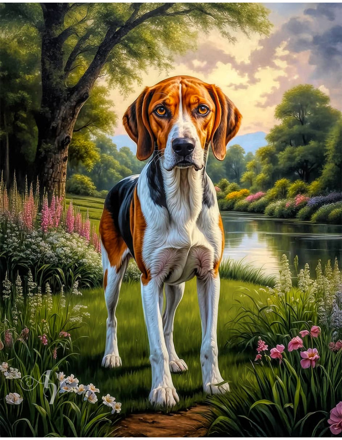 American Foxhound Portrait Paintings
