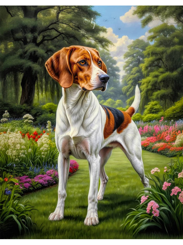 Foxhound Dog Portrait Art