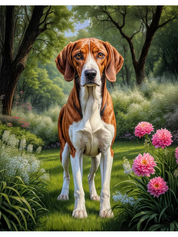Foxhound Dog Portrait Art
