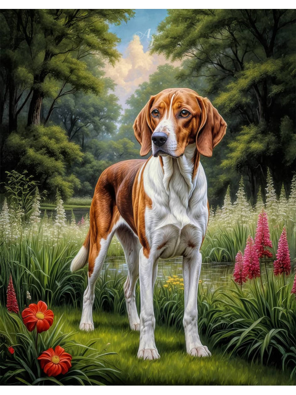 Foxhound Dog Portrait Art