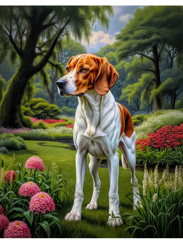 Foxhound Dog Portrait Art