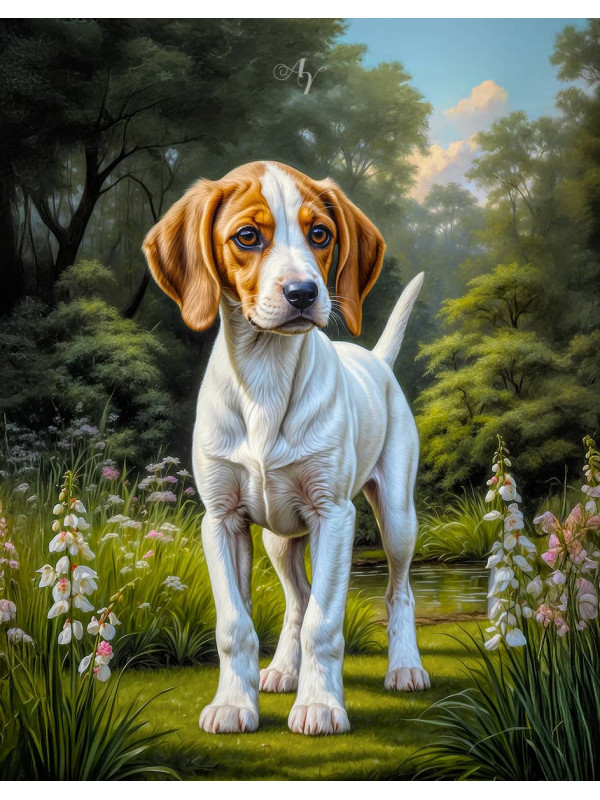 Foxhound Dog Portrait Art