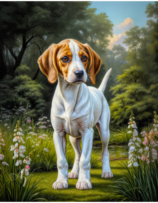 American Foxhound Portrait Paintings
