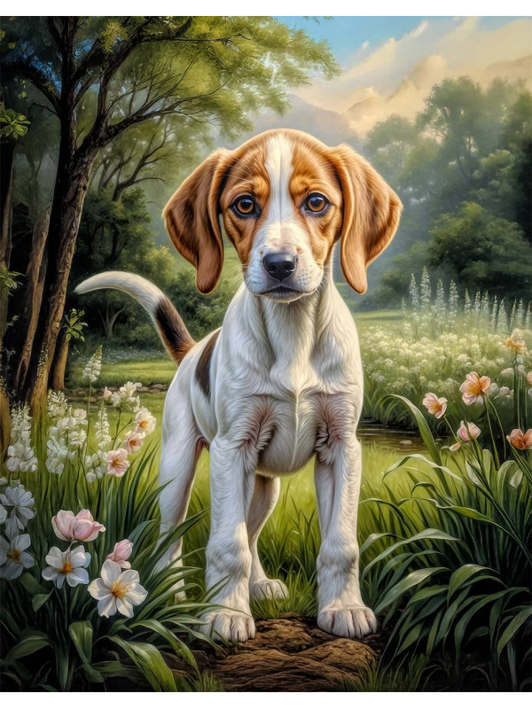 Foxhound Dog Portrait Art