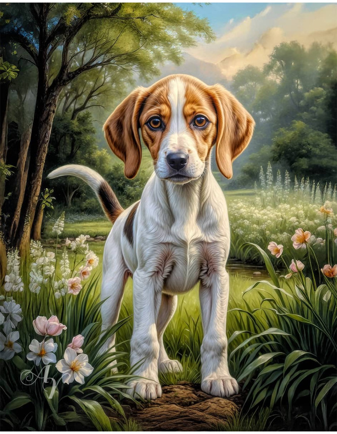 American Foxhound Portrait Paintings