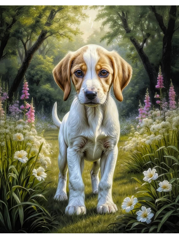 Foxhound Dog Portrait Art