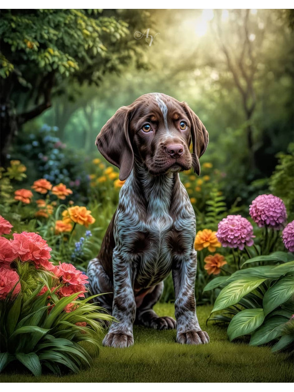 German Shorthair Pointer Portrait Paintings