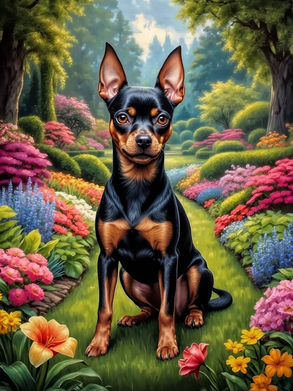Miniature Pinscher Dog Portrait Paintings