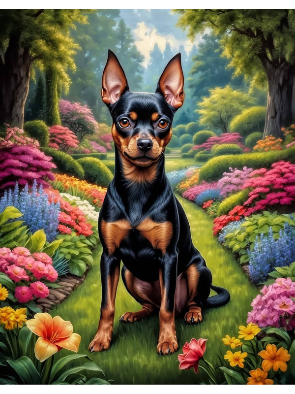 Miniature Pinscher Dog Portrait Paintings