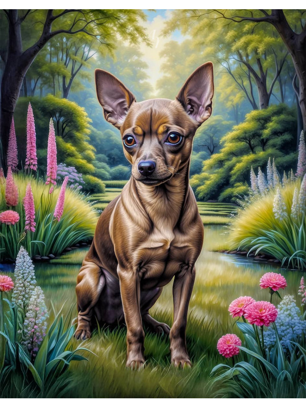Miniature Pinscher Dog Portrait Paintings