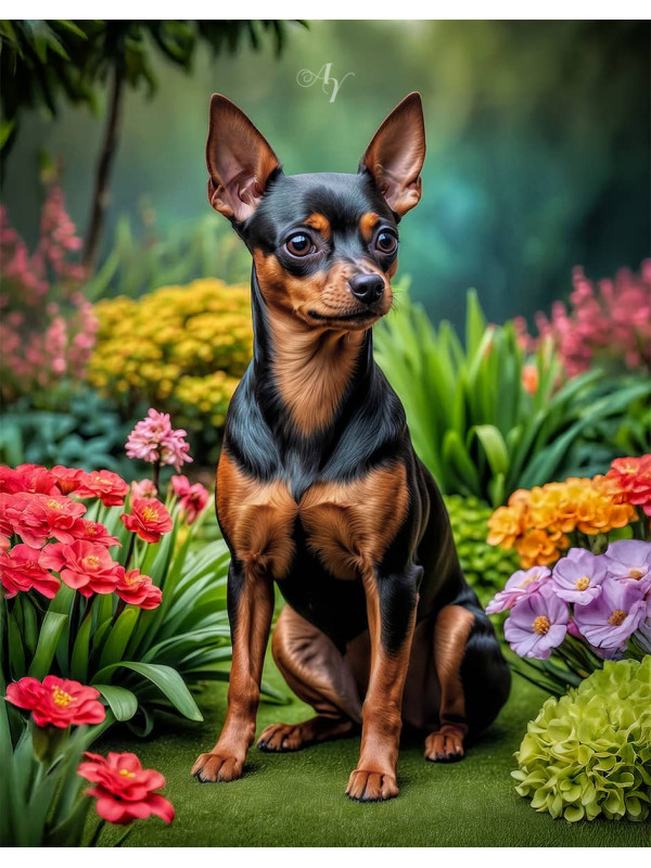 Miniature Pinscher Dog Portrait Paintings