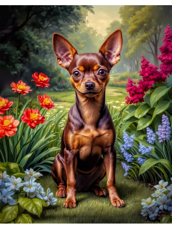 Miniature Pinscher Dog Portrait Paintings