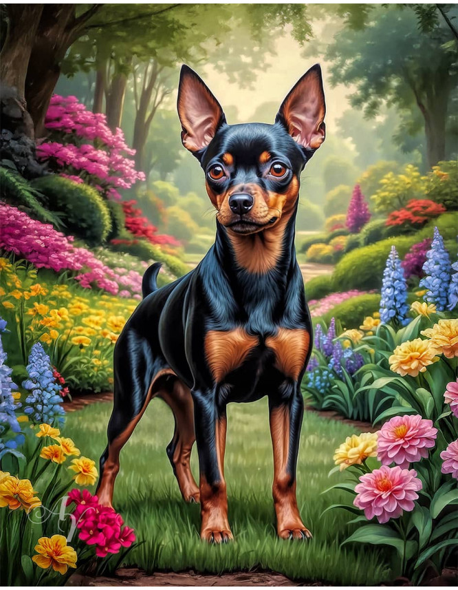 Miniature Pinscher Dog Portrait Paintings