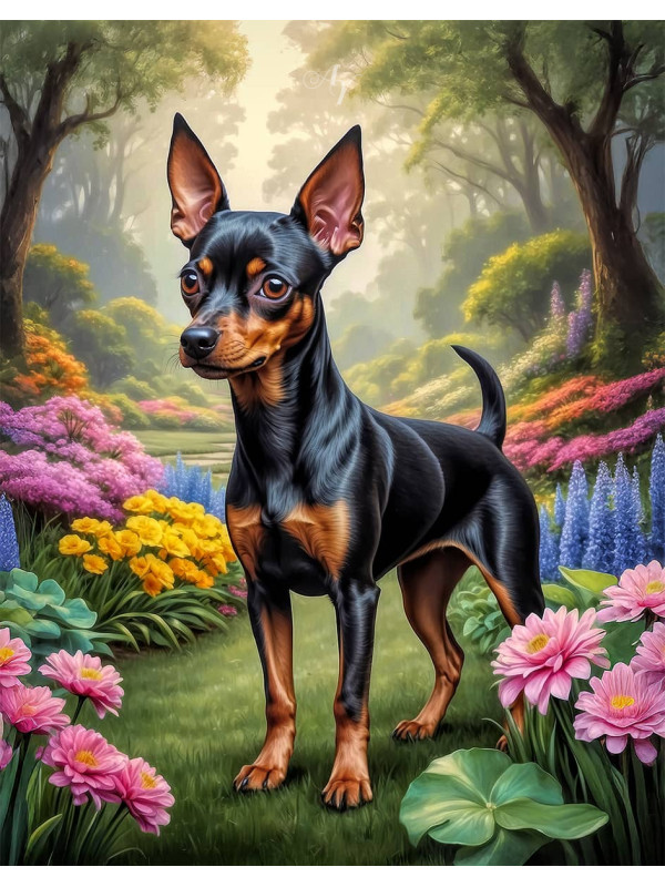 Miniature Pinscher Dog Portrait Paintings
