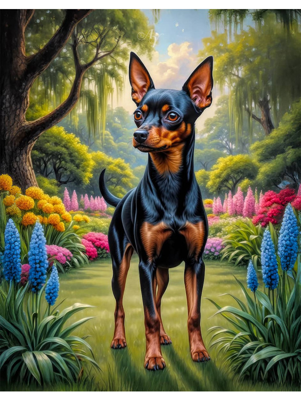 Miniature Pinscher Dog Portrait Paintings