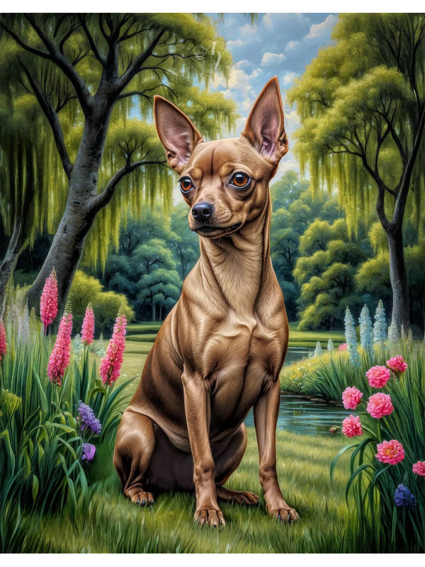 Miniature Pinscher Dog Portrait Paintings