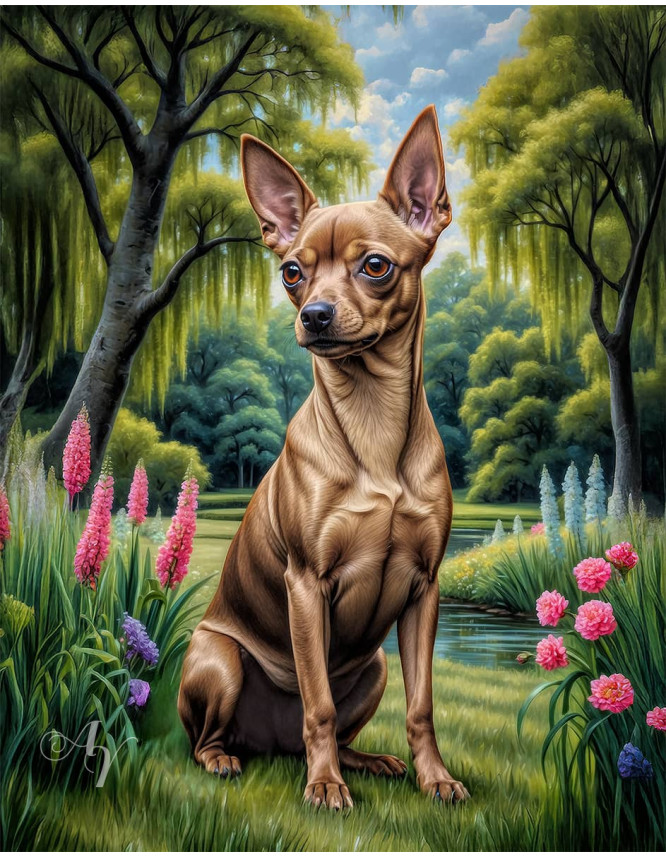 Miniature Pinscher Dog Portrait Paintings