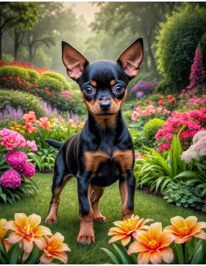 Miniature Pinscher Puppy Portrait Paintings
