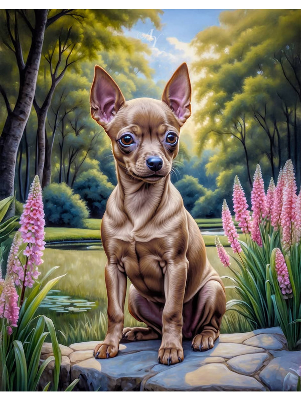 Miniature Pinscher Puppy Portrait Paintings