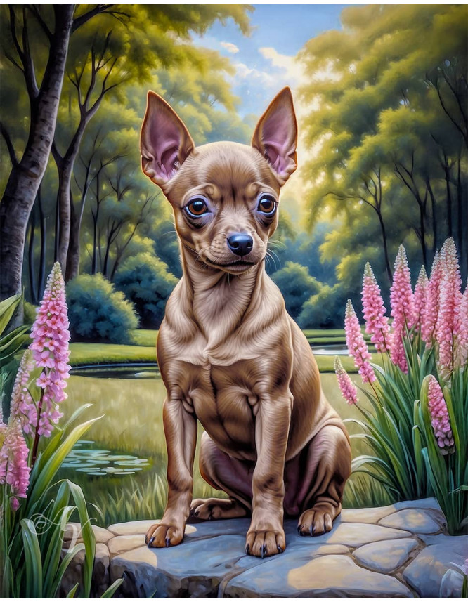 Miniature Pinscher Puppy Portrait Paintings