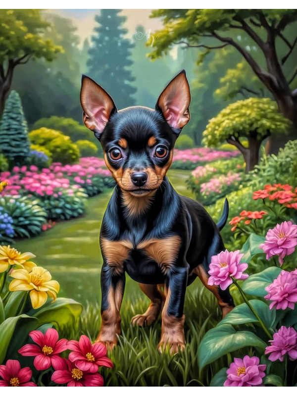 Miniature Pinscher Puppy Portrait Paintings
