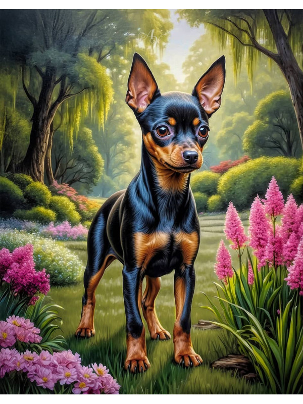 Miniature Pinscher Puppy Portrait Paintings
