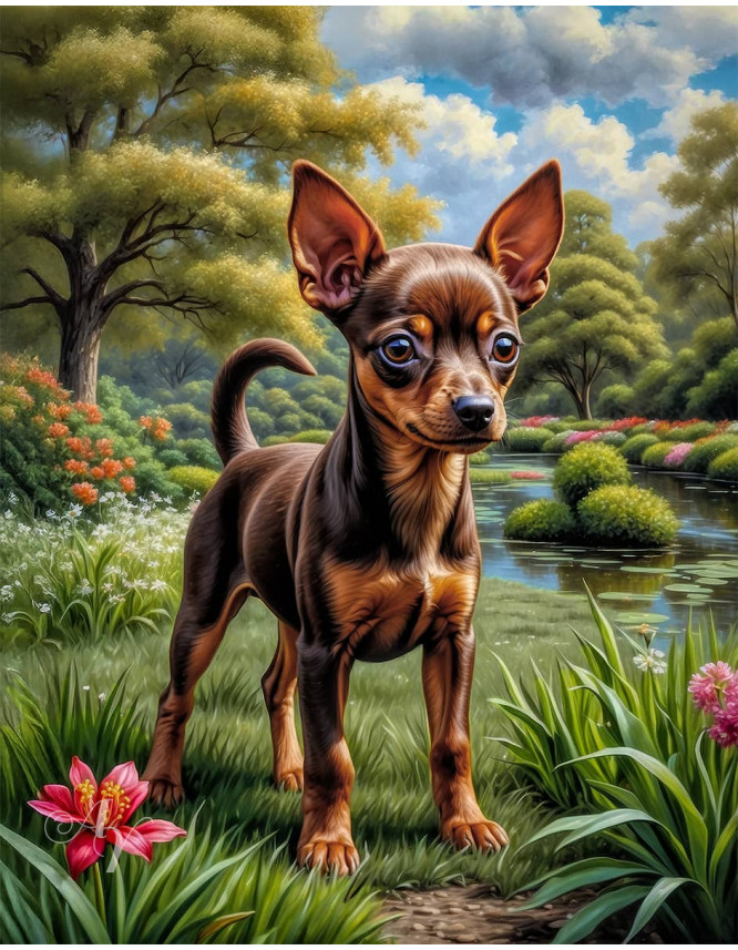 Miniature Pinscher Puppy Portrait Paintings