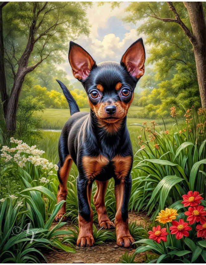 Miniature Pinscher Puppy Portrait Paintings Miniature Pinscher Puppy Portrait Paintings