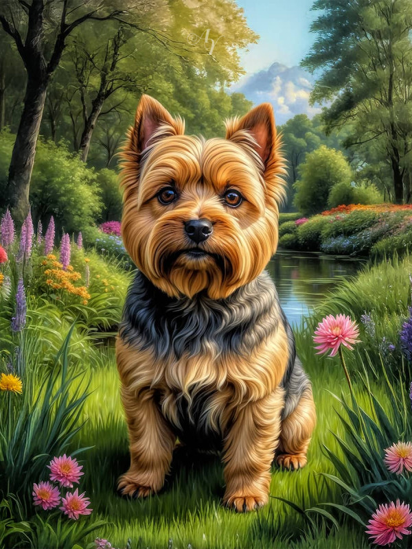 Norwich Terrier Dog Portrait Paintings