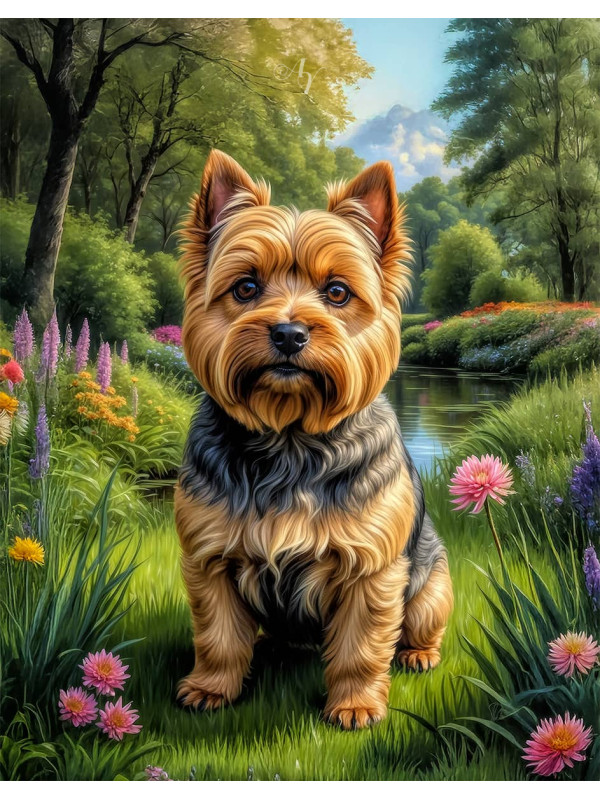 Norwich Terrier Dog Portrait Paintings