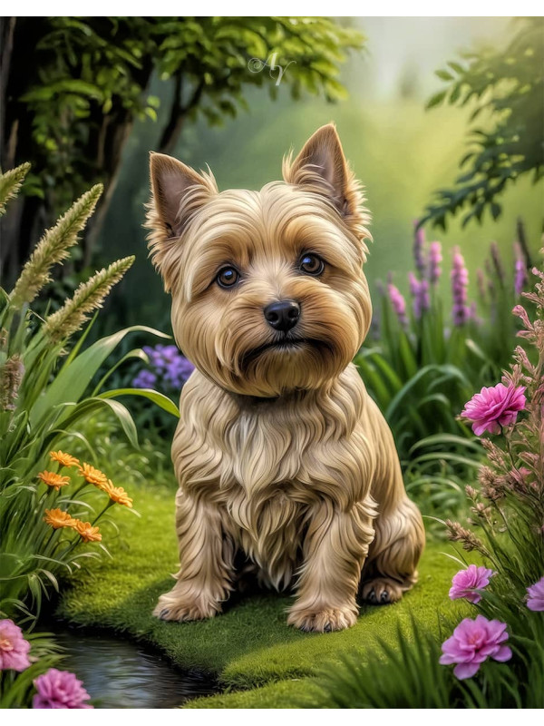 Norwich Terrier Dog Portrait Paintings