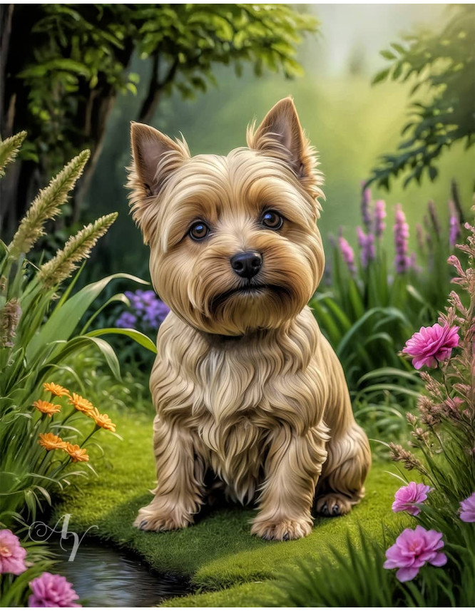 Norwich Terrier Dog Portrait Paintings