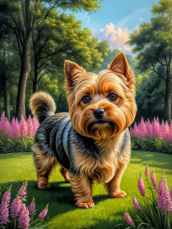 Norwich Terrier Dog Portrait Paintings