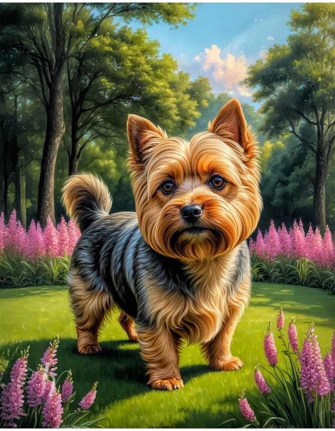 Norwich Terrier Dog Portrait Paintings