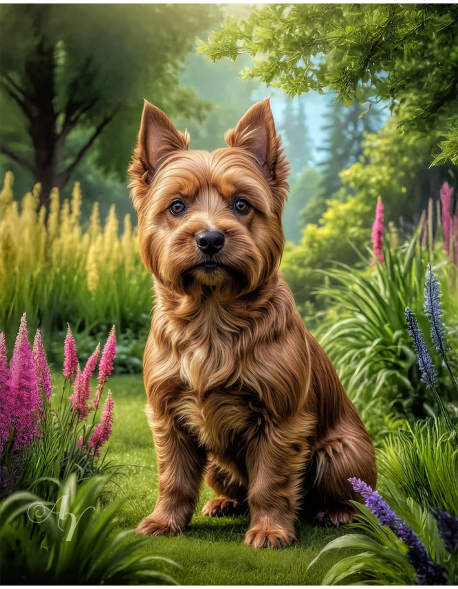 Norwich Terrier Dog Portrait Paintings
