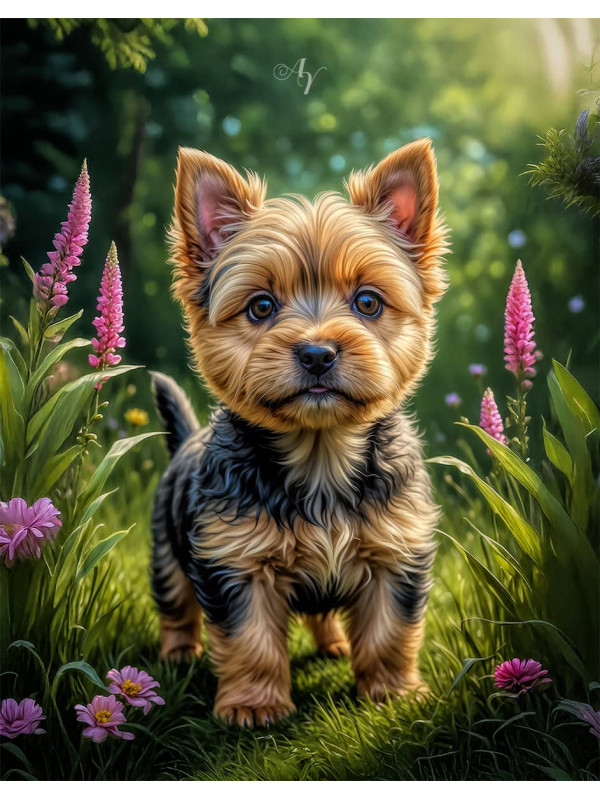 Norwich Terrier Puppy Portrait Paintings