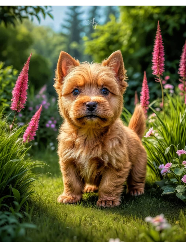 Norwich Terrier Puppy Portrait Paintings