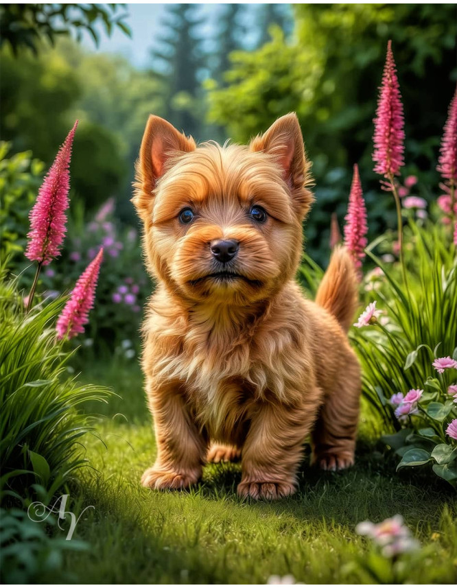 Norwich Terrier Puppy Portrait Paintings