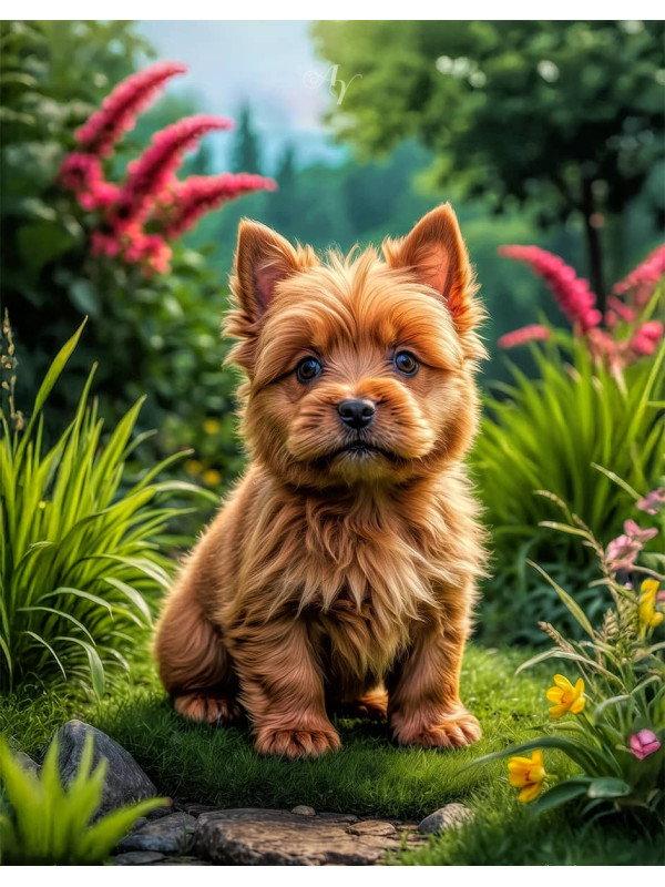 Norwich Terrier Puppy Portrait Paintings