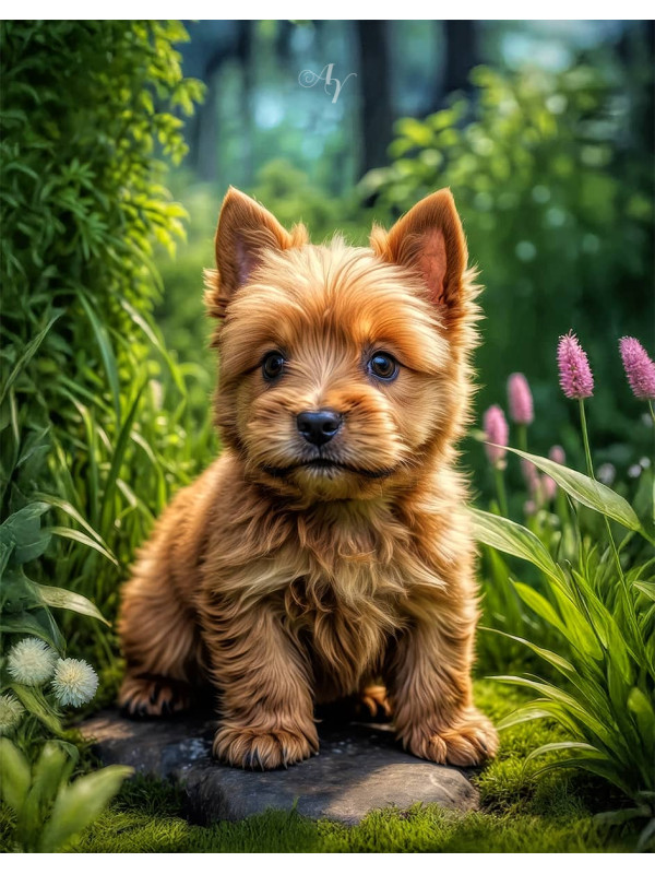 Norwich Terrier Puppy Portrait Paintings