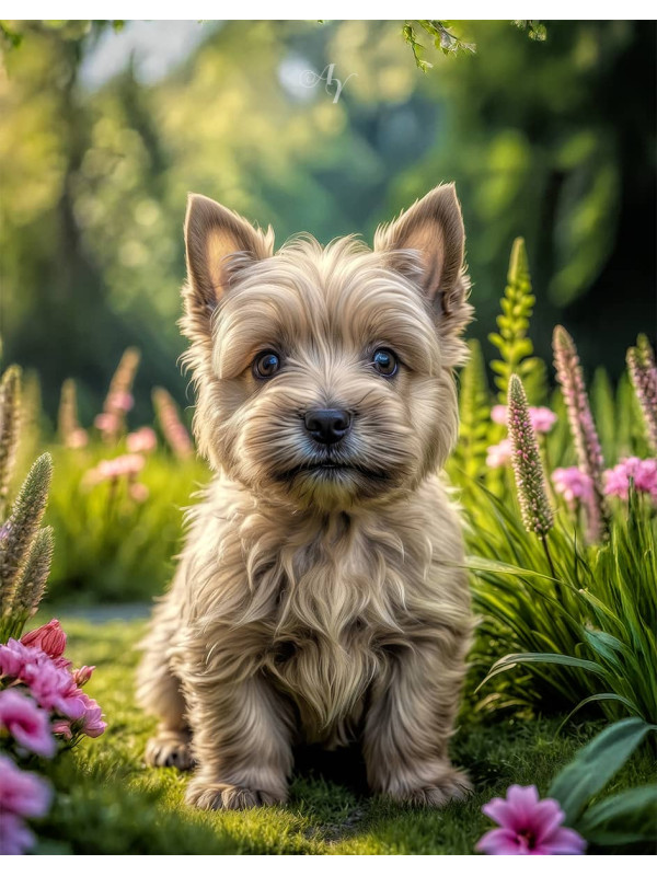 Norwich Terrier Puppy Portrait Paintings
