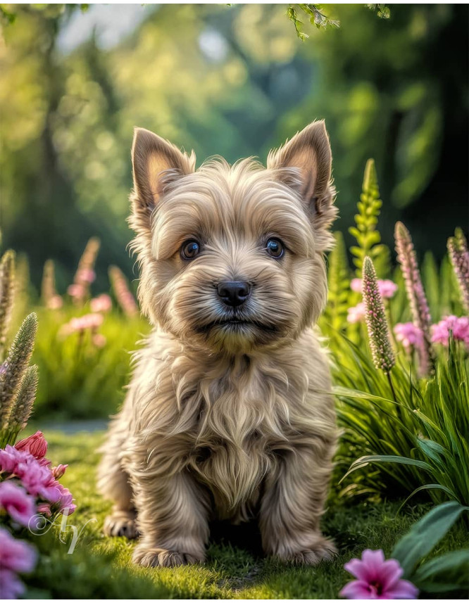 Norwich Terrier Puppy Portrait Paintings