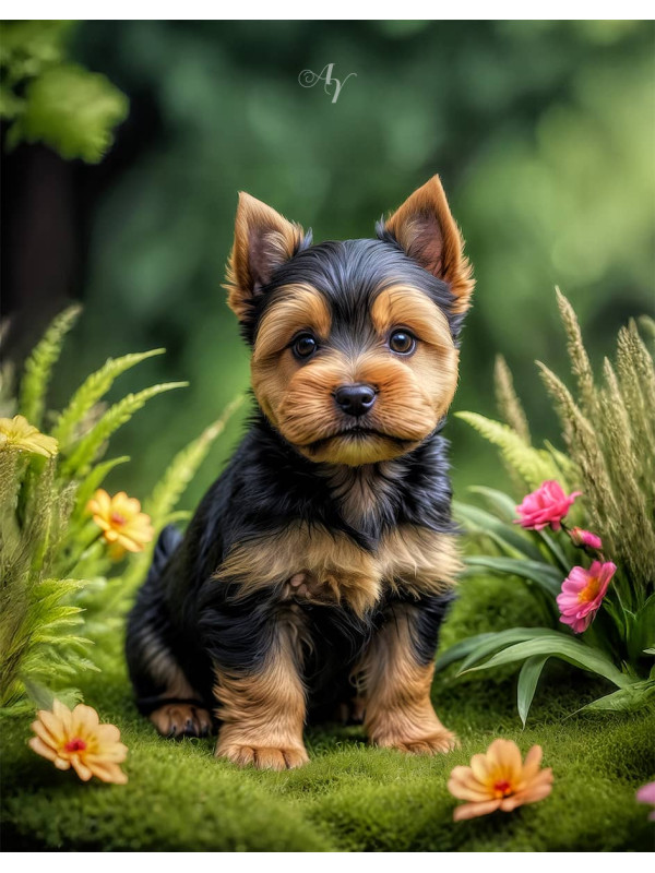 Norwich Terrier Puppy Portrait Paintings