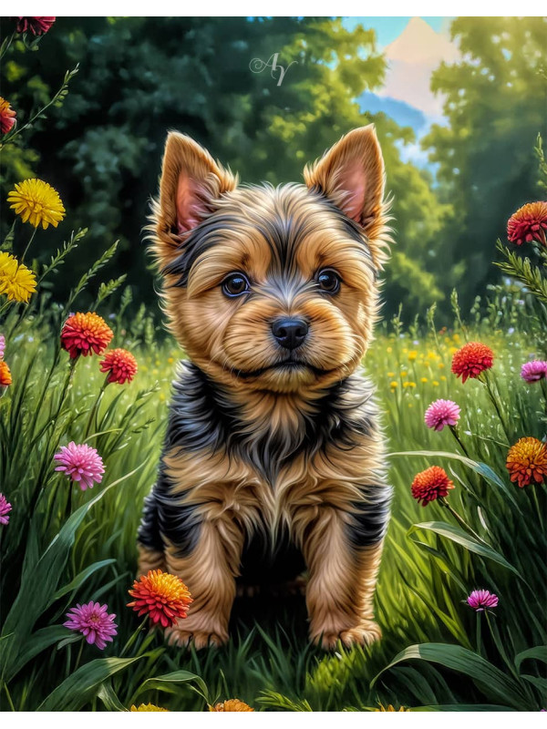 Norwich Terrier Puppy Portrait Paintings