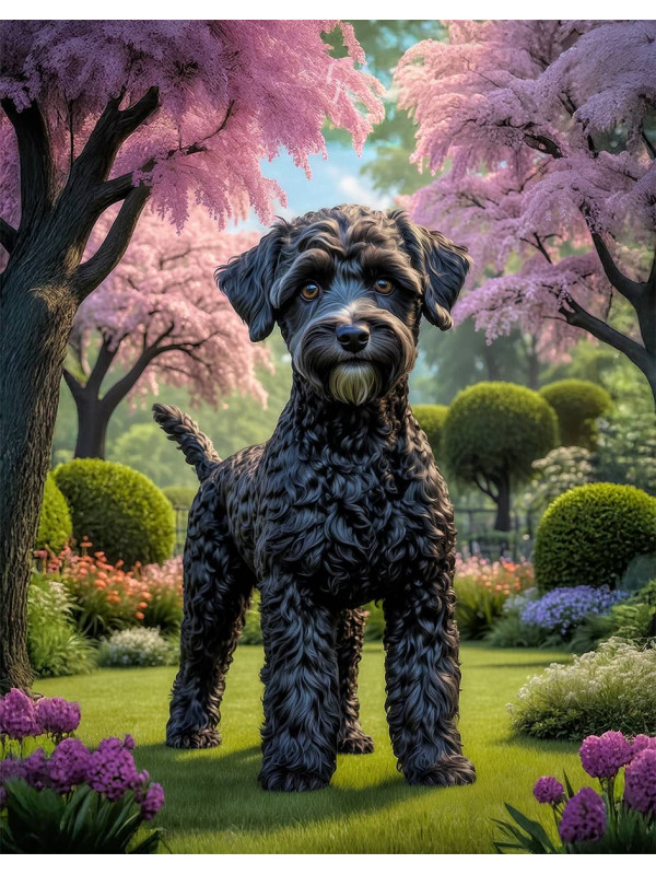 Schnoodle Dog and Sweet Puppies Portrait Paintings on Canvas
