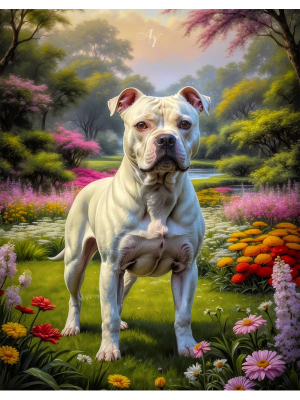 Staffordshire Terrier Dog and Puppy Portrait Paintings